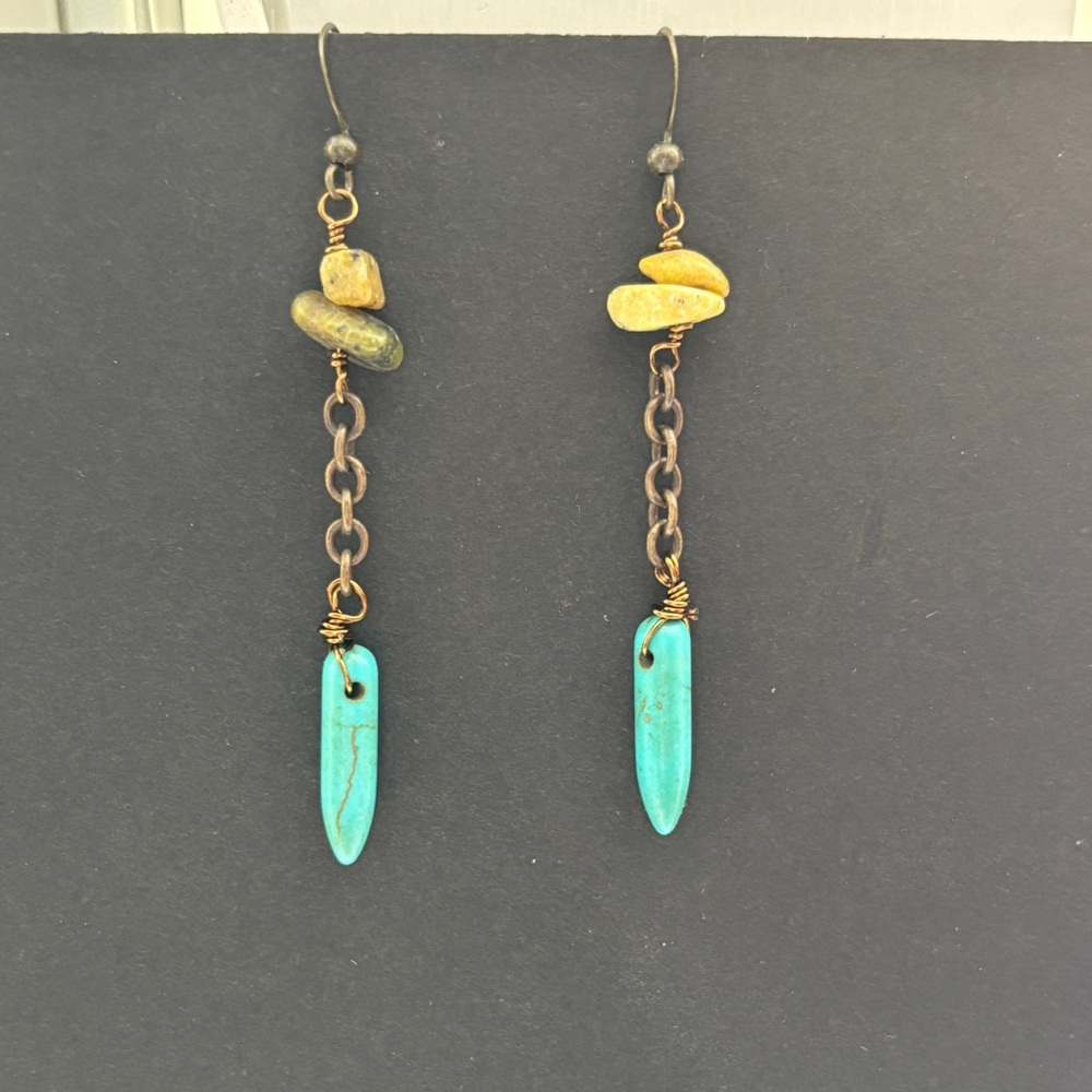 Vintage Turquoise Dagger Dangle Earrings